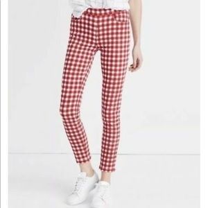Madewell red checkered jeans